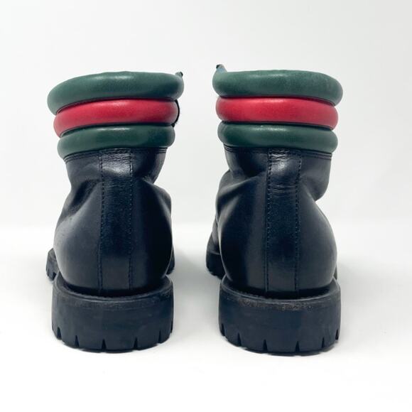 GUCCI Marland Black Leather Web Stripe Hiking Boot UK 7.5 main image 4